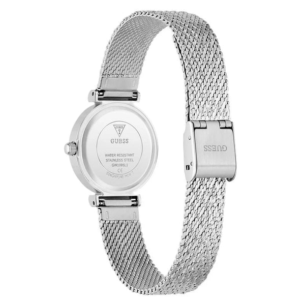 Guess Ladies 26mm Quartz Silver Dial Mesh Bracelet Watch (GW1086L1)