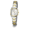 Guess Swirl Quartz Silver Sunray Dial Rectangular Two-Tone Watch (GW1096L3)