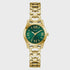 GUESS Veda women's watch with green sunray dial and gold-tone stainless steel bracelet
