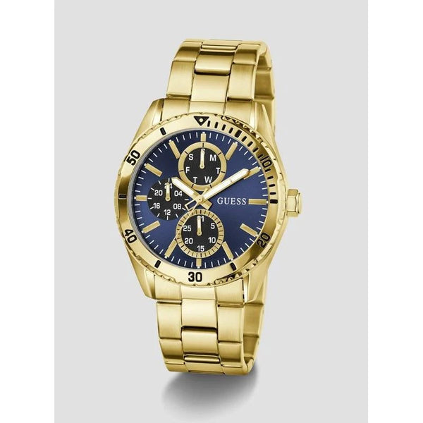 Guess Velocity Quartz Chronograph Blue Dial Gold-Tone Stainless Steel Watch (GW1061G2)