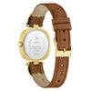 Guess Gabby Quartz Blue Dial Gold-Tone Cushion Case Brown Leather Watch (GW0938L2)