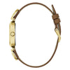 Guess Gabby Quartz Blue Dial Gold-Tone Cushion Case Brown Leather Watch (GW0938L2)