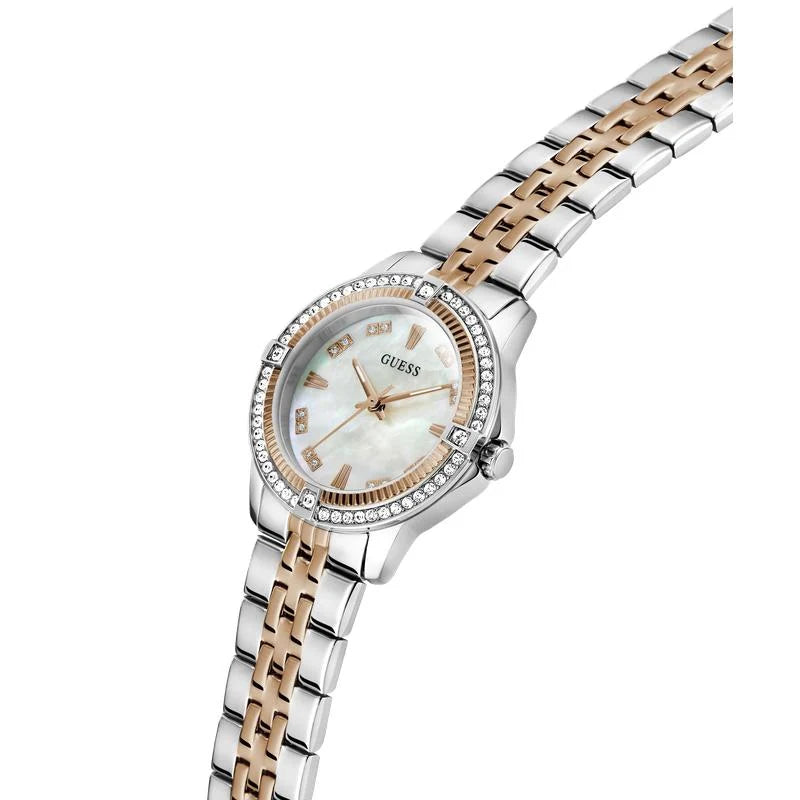 Guess Colette Quartz Two-Tone Crystal-Set Mother-of-Pearl Dial Ladies Watch (GW1027L5)
