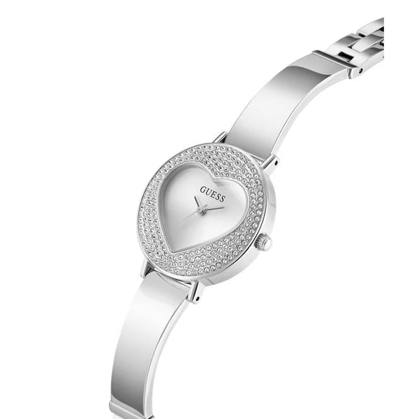 Guess Hartly Quartz Heart Dial Crystal-Set Stainless Steel Ladies Watch (GW0991L1)