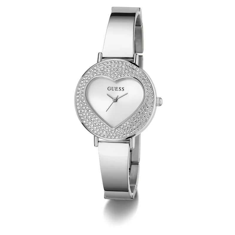 Guess Hartly Quartz Heart Dial Crystal-Set Stainless Steel Ladies Watch (GW0991L1)