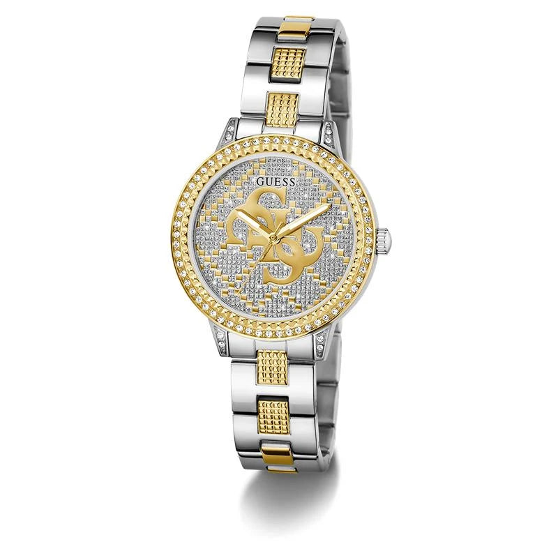 Guess G-Lace Quartz Two-Tone Crystal-Set Glitz Dial Watch (GW0944L3)