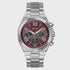 GUESS Equity men's watch with red sunray dial and stainless steel bracelet