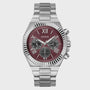 GUESS Equity men's watch with red sunray dial and stainless steel bracelet