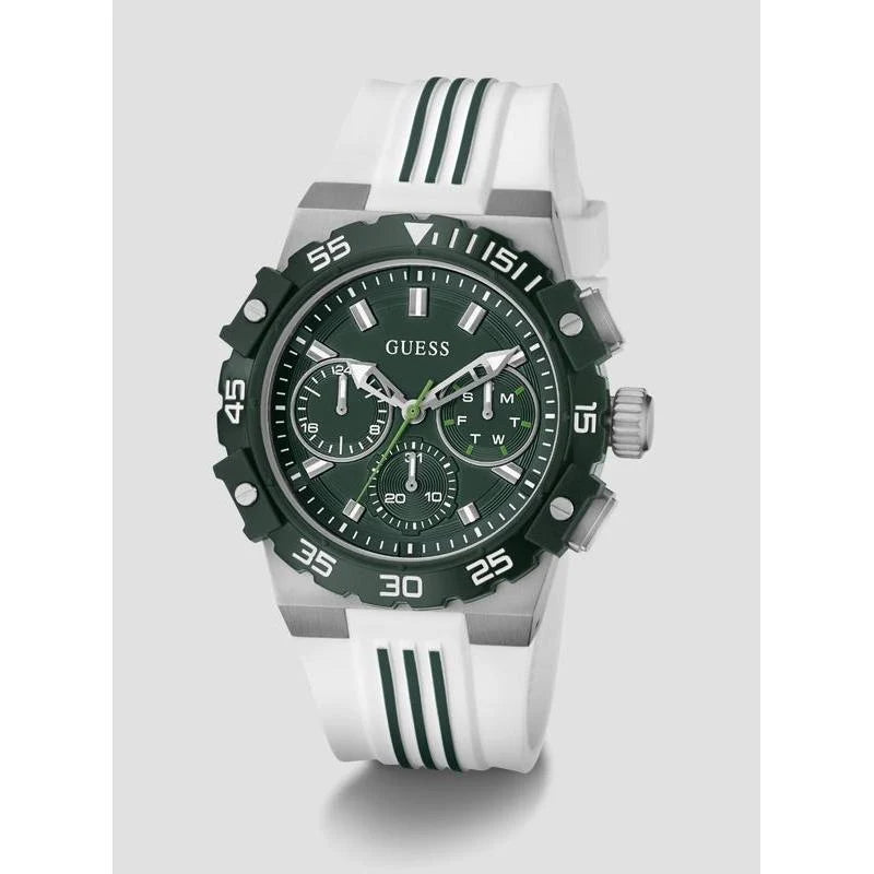 Guess Sport Multifunction Quartz Green Dial Silicone Strap Watch (GW1059G1)