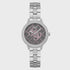 Grey pyramid-stud dial women's watch with crystal-set bezel and stainless steel bracelet