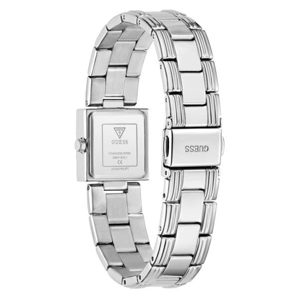Guess Taylor Quartz Square White Dial Diamond Set Stainless Steel Ladies Watch (GW1157L1)