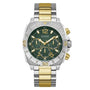 GUESS Traction chronograph with green textured dial and two-tone stainless steel bracelet