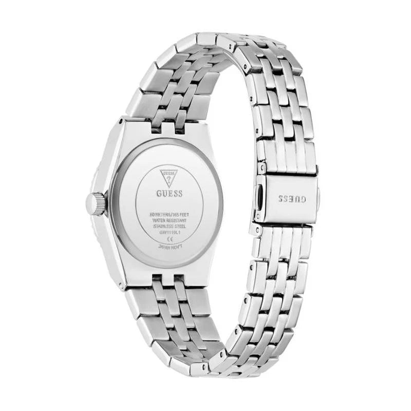 Guess Crystal Recycled Steel Quartz Silver Dial Ladies Watch (GW1119L1)