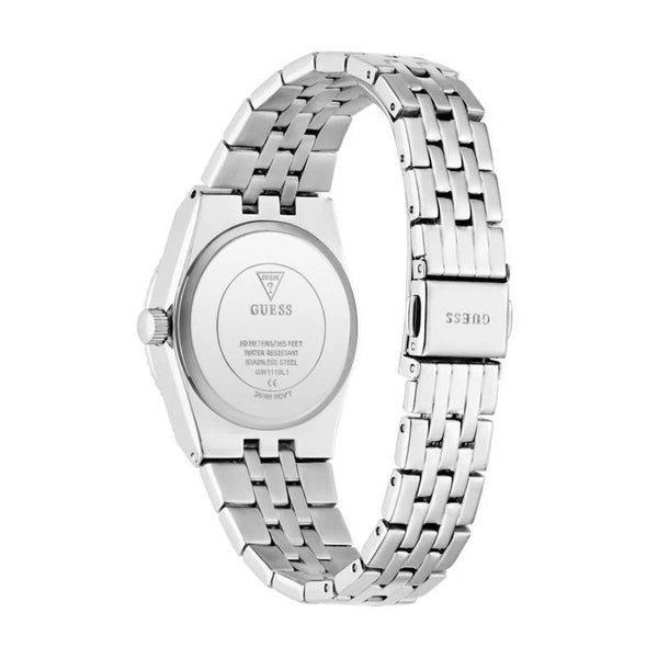 Guess Crystal Recycled Steel Quartz Silver Dial Ladies Watch (GW1119L1)