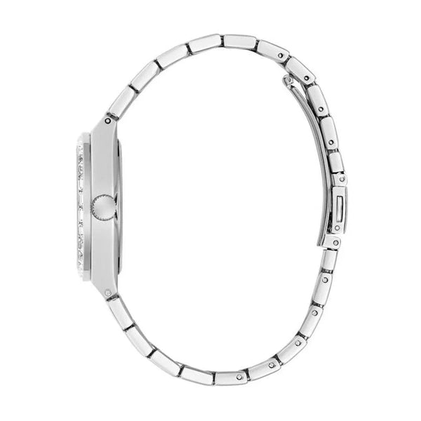 Guess Crystal Recycled Steel Quartz Silver Dial Ladies Watch (GW1119L1)