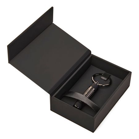 Hugo Boss Gear Ribs Black Keyring- HAK306A
