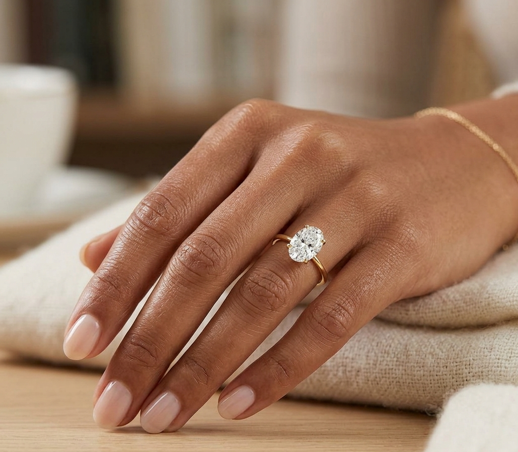 9ct Yellow Gold 2.00ct Oval Lab Grown Diamond Solitaire Engagement Ring (LR9)