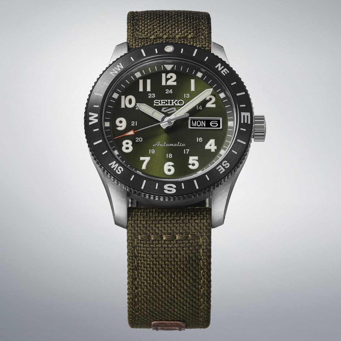 Seiko 5 Sports Field Series Automatic Khaki Dial Compass Bezel Nylon Strap Watch (HDB008K1)