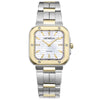 Michel Herbelin Cap Camarat Square Dame 17546BT1N89 two-tone quartz watch with diamond-set white dial and integrated steel gold bracelet