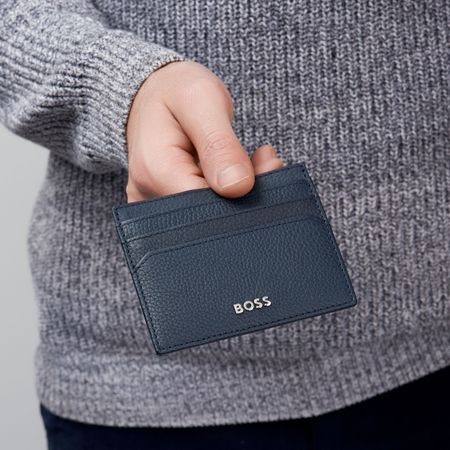 Hugo Boss Navy Grained Cardholder- HLC416N - Cassim & Co South Africa