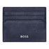 Hugo Boss Classic Grained navy blue leather card holder with six card slots and BOSS logo