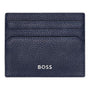 Hugo Boss Classic Grained navy blue leather card holder with six card slots and BOSS logo