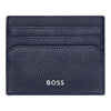 Hugo Boss Classic Grained navy blue leather card holder with six card slots and BOSS logo