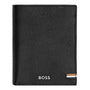 Hugo Boss Iconic Black Leather Flap Wallet HLG421A with soft grained cowhide finish and BOSS branding