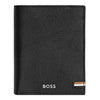 Hugo Boss Iconic Black Leather Flap Wallet HLG421A with soft grained cowhide finish and BOSS branding