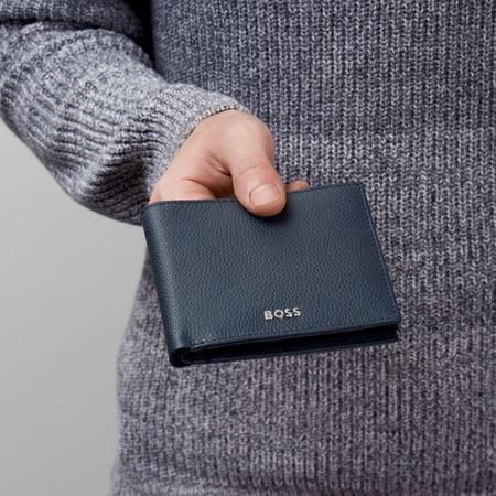 Hugo Boss Classic Grained Navy Leather Wallet- HLM416N - Cassim & Co South Africa