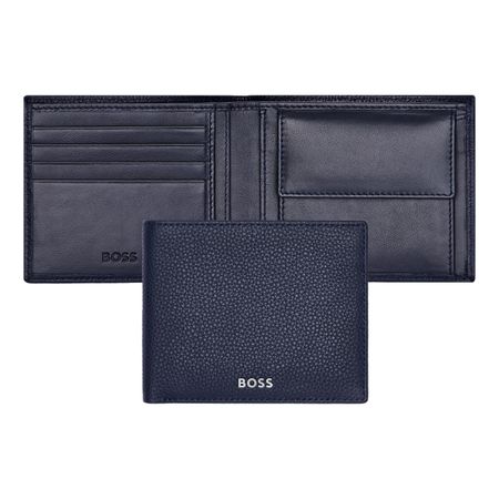 Hugo Boss Classic Grained Navy Leather Wallet- HLM416N