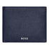 Hugo Boss Classic Grained Navy Blue Leather Bifold Wallet HLM416N with embossed BOSS logo