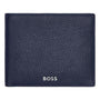 Hugo Boss Classic Grained Navy Blue Leather Bifold Wallet HLM416N with embossed BOSS logo