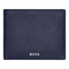Hugo Boss Classic Grained Navy Blue Leather Bifold Wallet HLM416N with embossed BOSS logo
