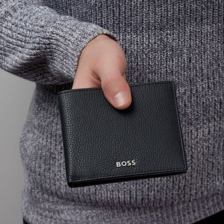 Hugo Boss Classic Grained Black Wallet With Flap- HLN416A - Cassim & Co South Africa