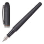 Hugo Boss Contour Iconic Fountain Pen HSH3412D in dark grey brass with chrome accents and signature striped midring