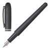Hugo Boss Contour Iconic Fountain Pen HSH3412D in dark grey brass with chrome accents and signature striped midring