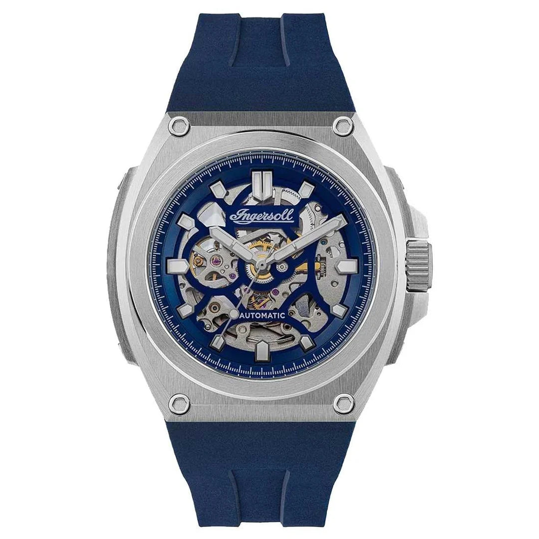 Ingersoll The Motion Automatic Skeleton Blue Dial Stainless Steel Watch (I11704)