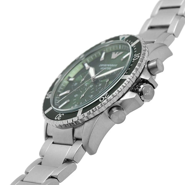 Emporio Armani Chronograph Quartz Green Dial Stainless Steel Watch (AR11500)