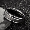 Tungsten Silver Brushed Beveled Edge Ring