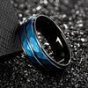 Tungsten Blue & Black Hammered Ring