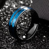 Tungsten Blue & Black Hammered Ring