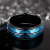 Tungsten Blue & Black Hammered Ring