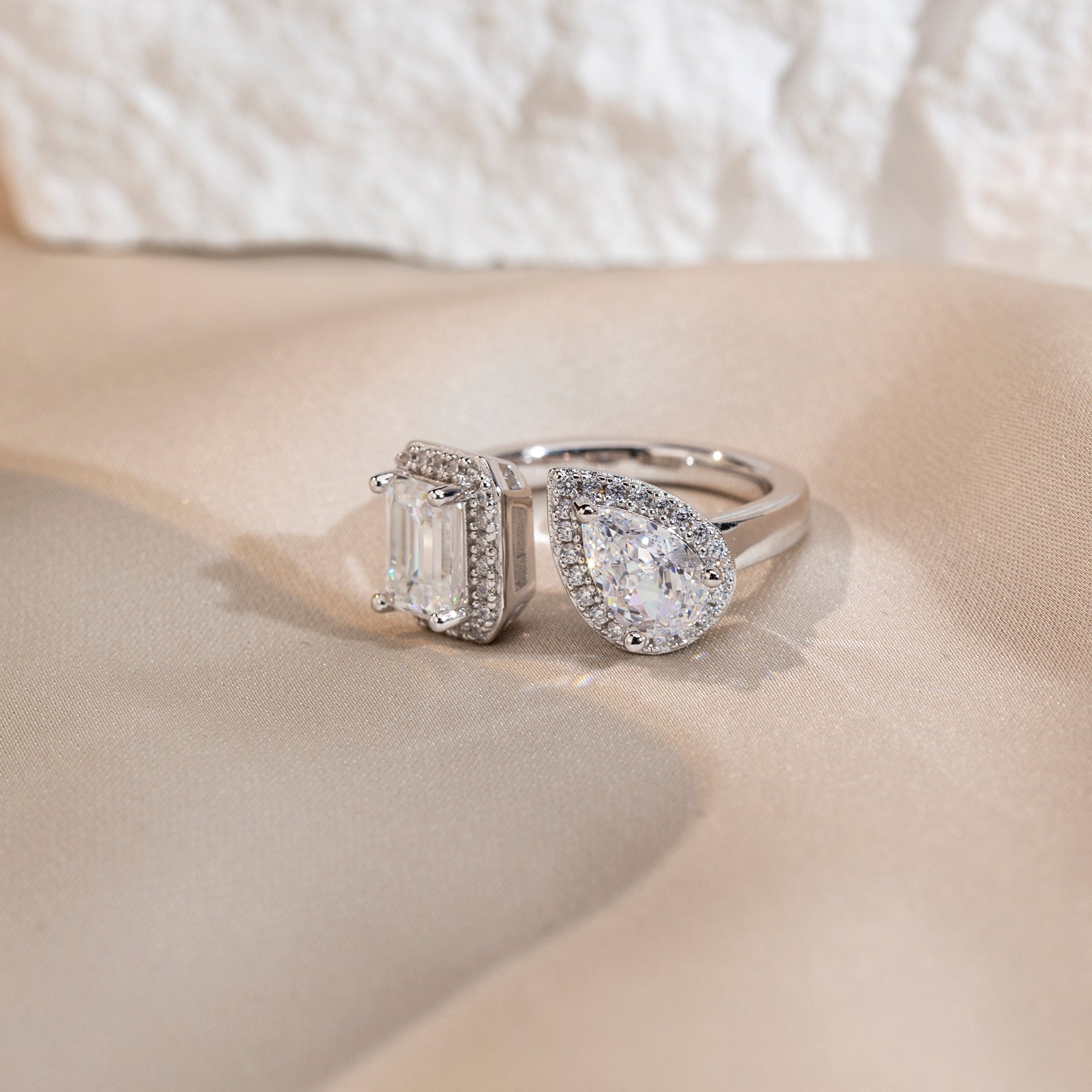 Baguette & Pear Moissanite Ring – M57A - Cassim & Co South Africa