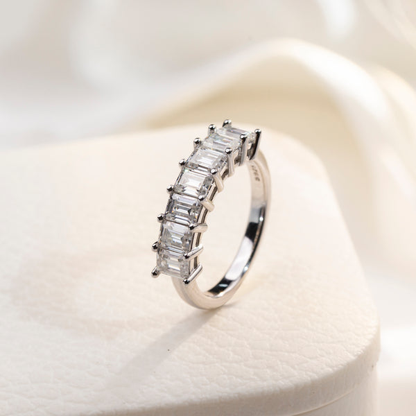 Moissanite Emerald Cut Eternity Band