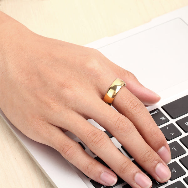 Tungsten Gold D-Shaped  Ring