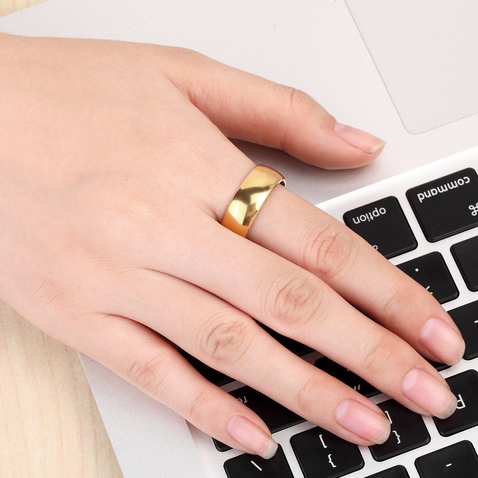 Tungsten Gold D-Shaped  Ring