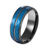 Tungsten Blue & Black Hammered Ring