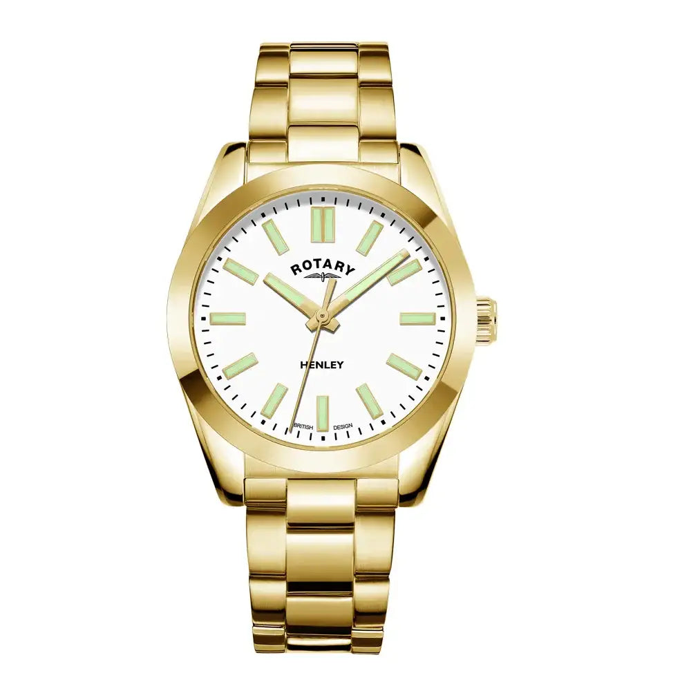 Rotary Henley women's watch with white dial and gold-tone stainless steel bracelet