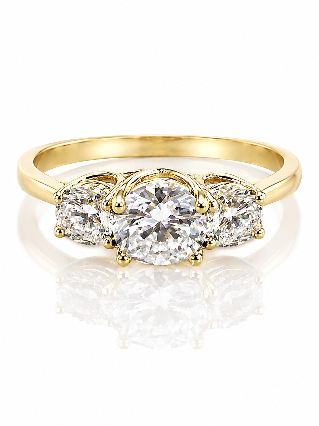 9ct Yellow Gold 1.05ct Round Lab Grown Diamond Three Stone Engagement Ring (LR25) - Cassim & Co South Africa